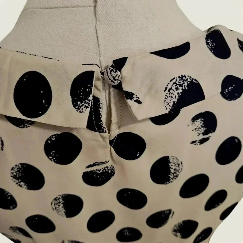 Umgee Black Tan Polka Dot Sleeveless Midi Dress Small - Picture 4 of 8